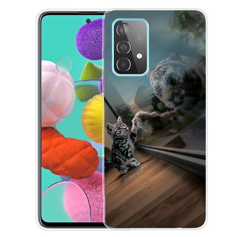 Patte gelový obal na mobil Samsung Galaxy A72 5G - kočka a odraz tygra