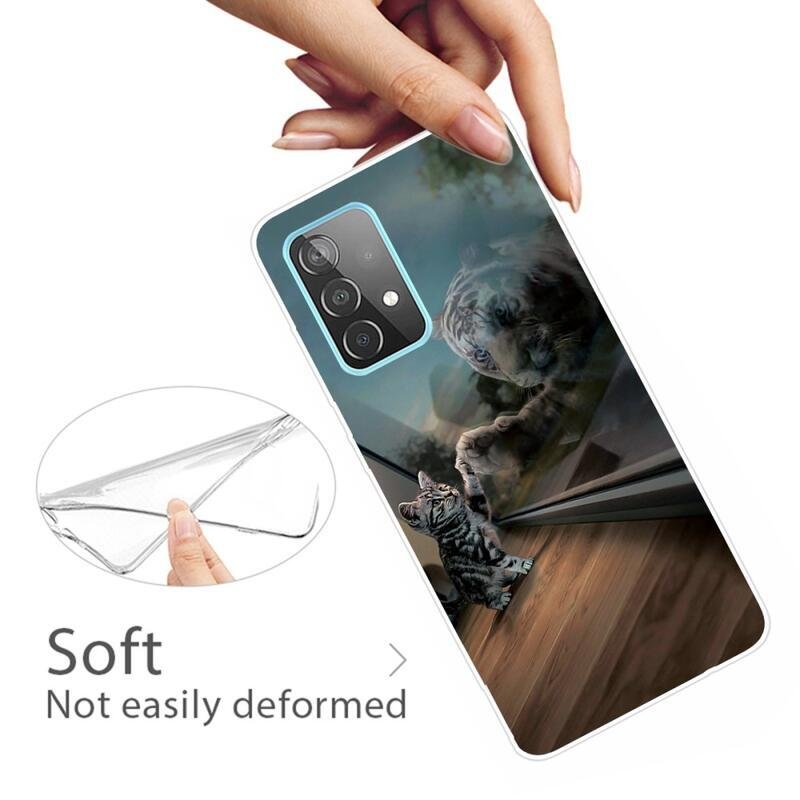 Patte gelový obal na mobil Samsung Galaxy A72 5G - kočka a odraz tygra