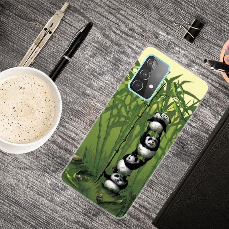 Patte gelový obal na mobil Samsung Galaxy A72 5G - pandy u bambusu