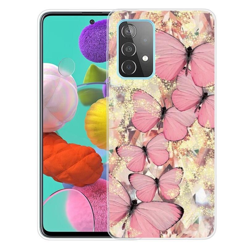 Patte gelový obal na mobil Samsung Galaxy A72 5G - růžoví motýli