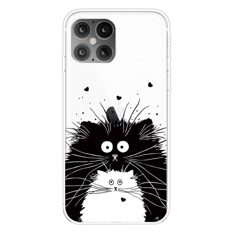 Patte gelový obal pro mobil iPhone 12 Pro/12 - bílá a černá kočka