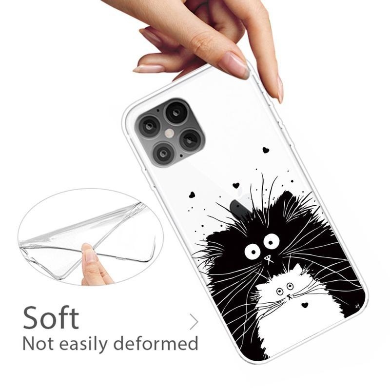 Patte gelový obal pro mobil iPhone 12 Pro/12 - bílá a černá kočka