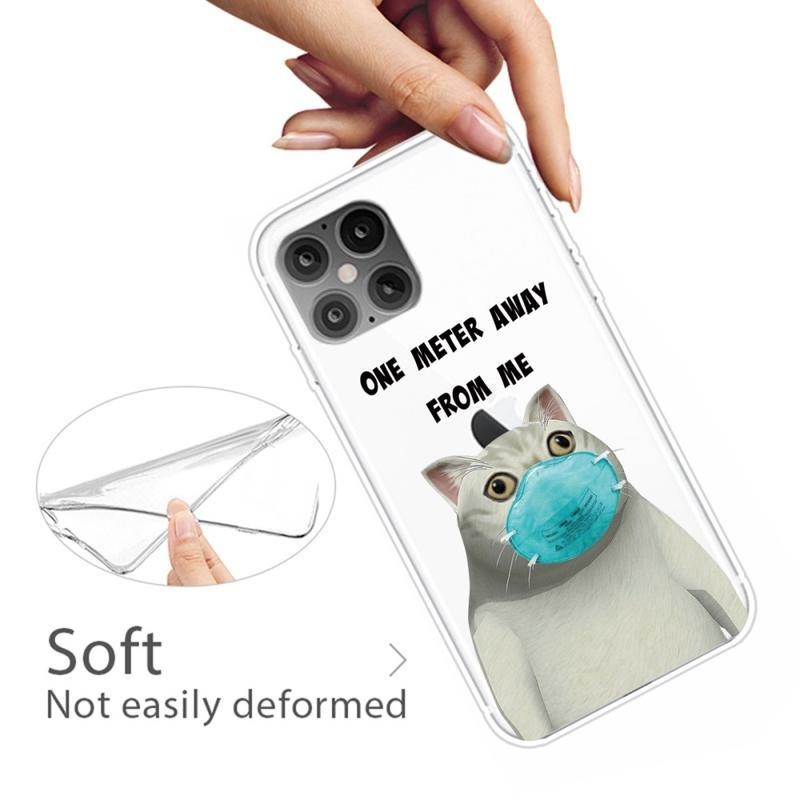 Patte gelový obal pro mobil iPhone 12 Pro/12 - kočka s rouškou