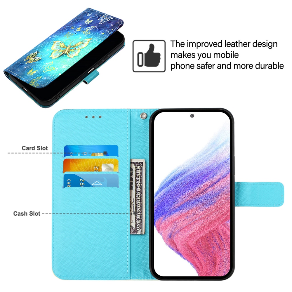 Patte knížkové pouzdro na Google Pixel 11 Pro/11 - modrozlatí motýli
