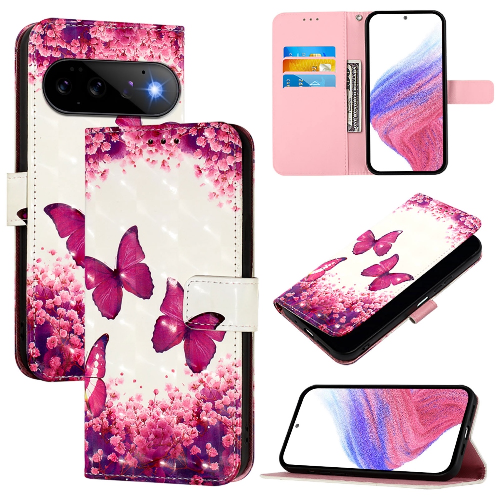 Patte knížkové pouzdro na Google Pixel 11 Pro/11 - růžoví motýli