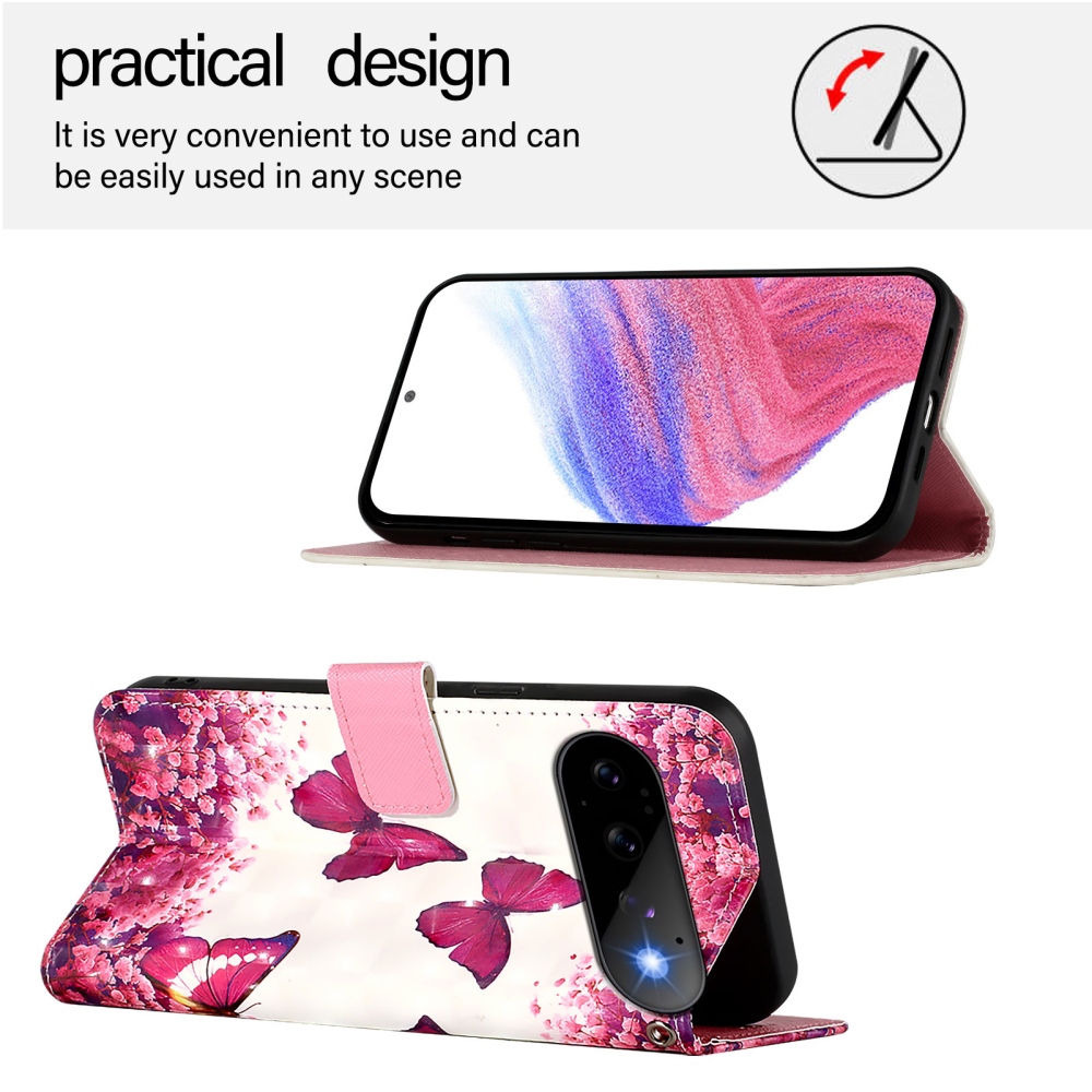 Patte knížkové pouzdro na Google Pixel 11 Pro/11 - růžoví motýli