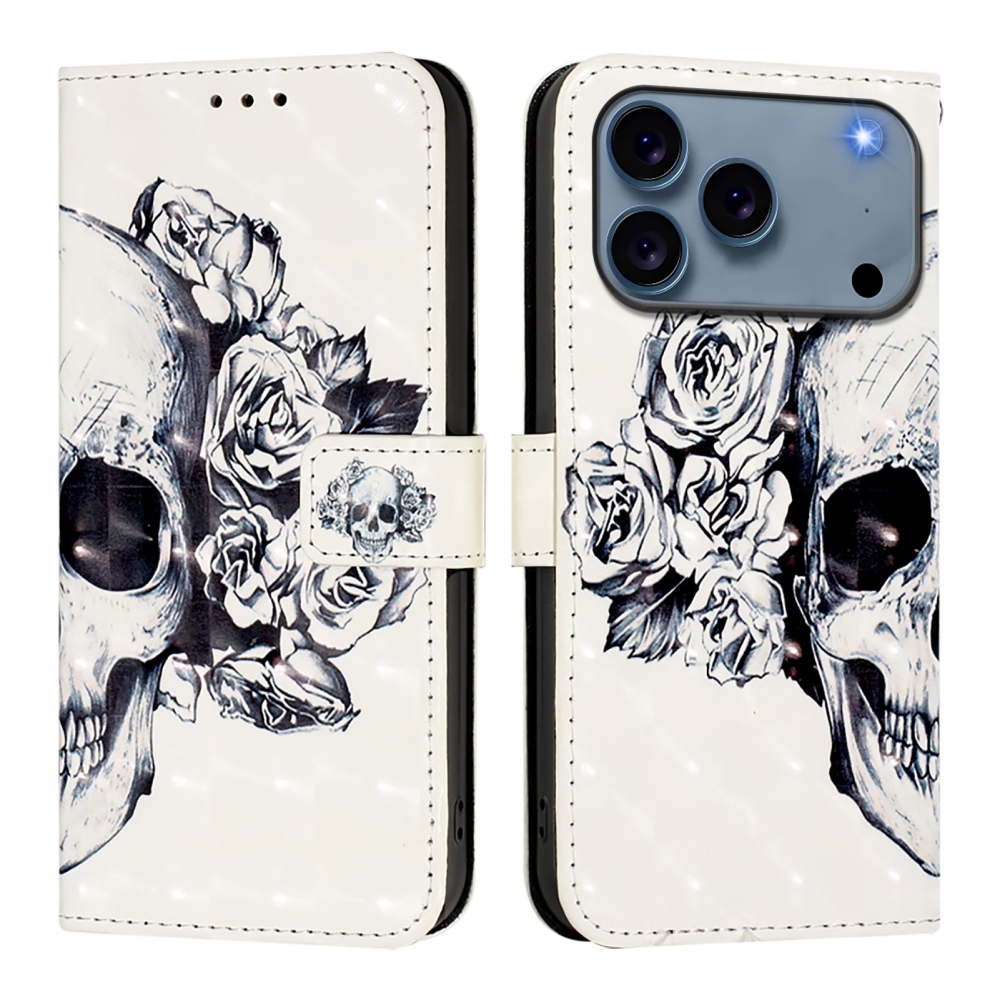 Patte knížkové pouzdro na iPhone 18 Pro Max/17 Pro Max - lebka