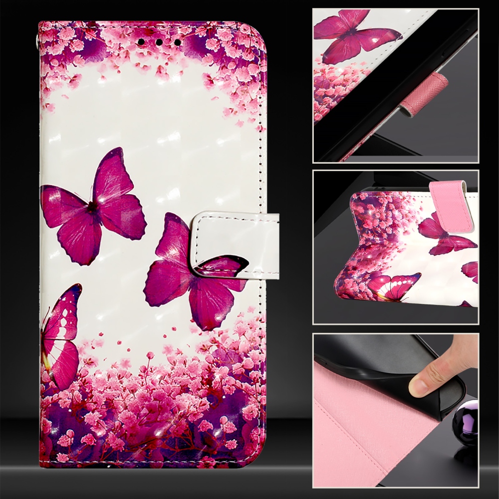 Patte knížkové pouzdro na iPhone 18 Pro Max/17 Pro Max - růžoví motýli