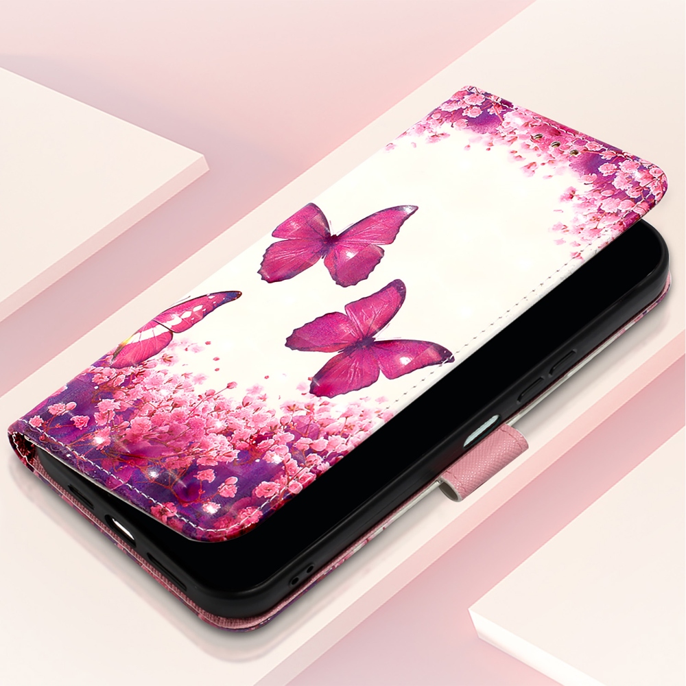 Patte knížkové pouzdro na iPhone 18 Pro Max/17 Pro Max - růžoví motýli