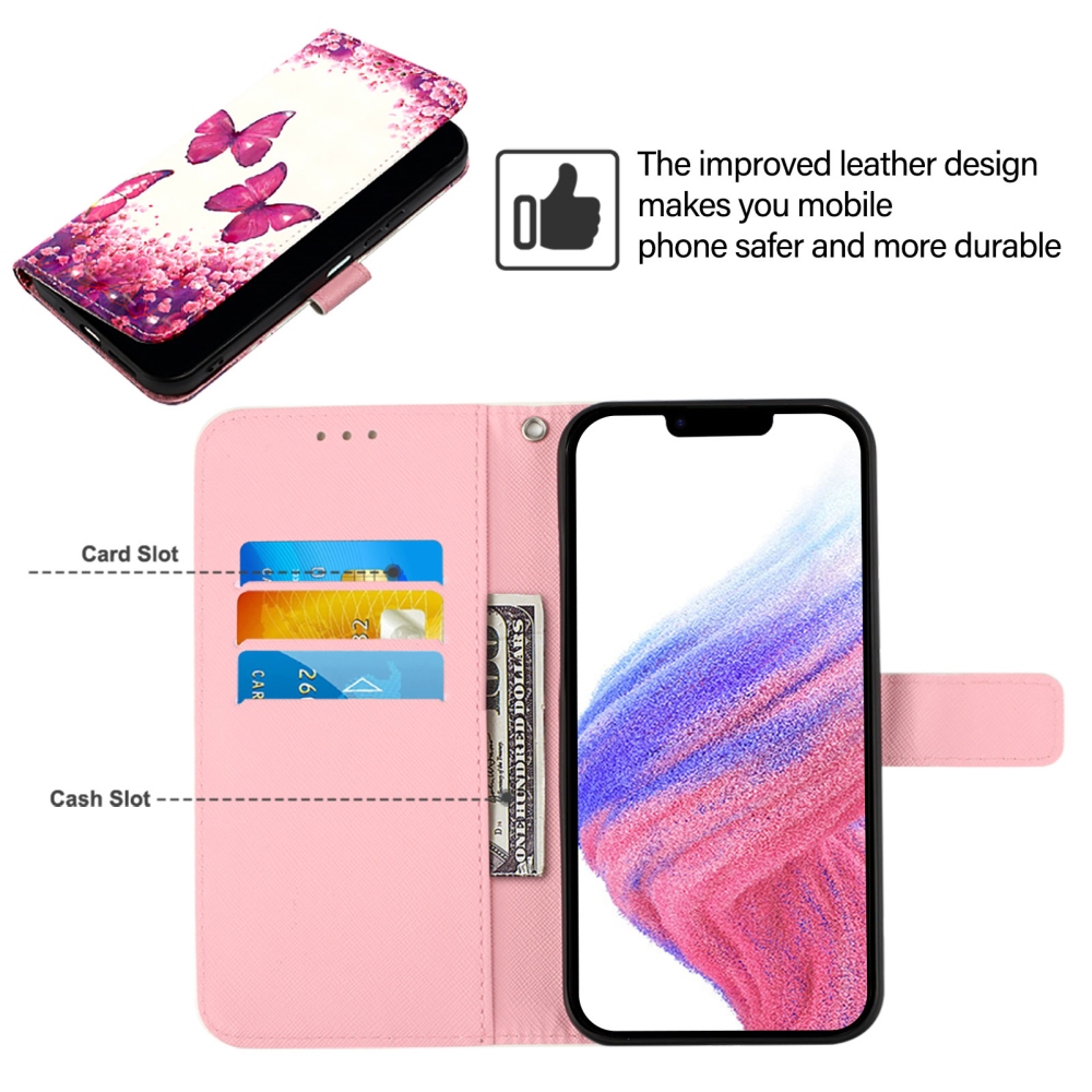 Patte knížkové pouzdro na iPhone 18 Pro Max/17 Pro Max - růžoví motýli