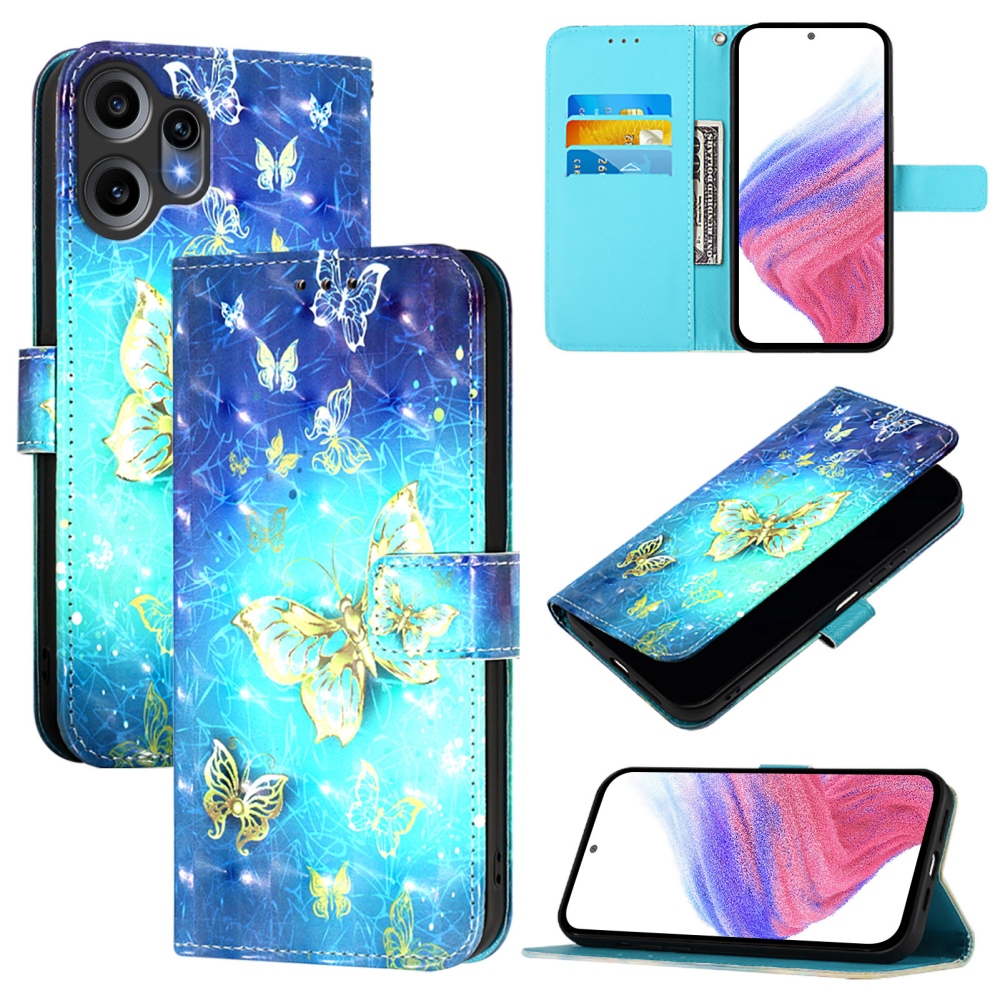 Patte knížkové pouzdro na Nothing CMF Phone 2 Pro - modrozlatí motýli