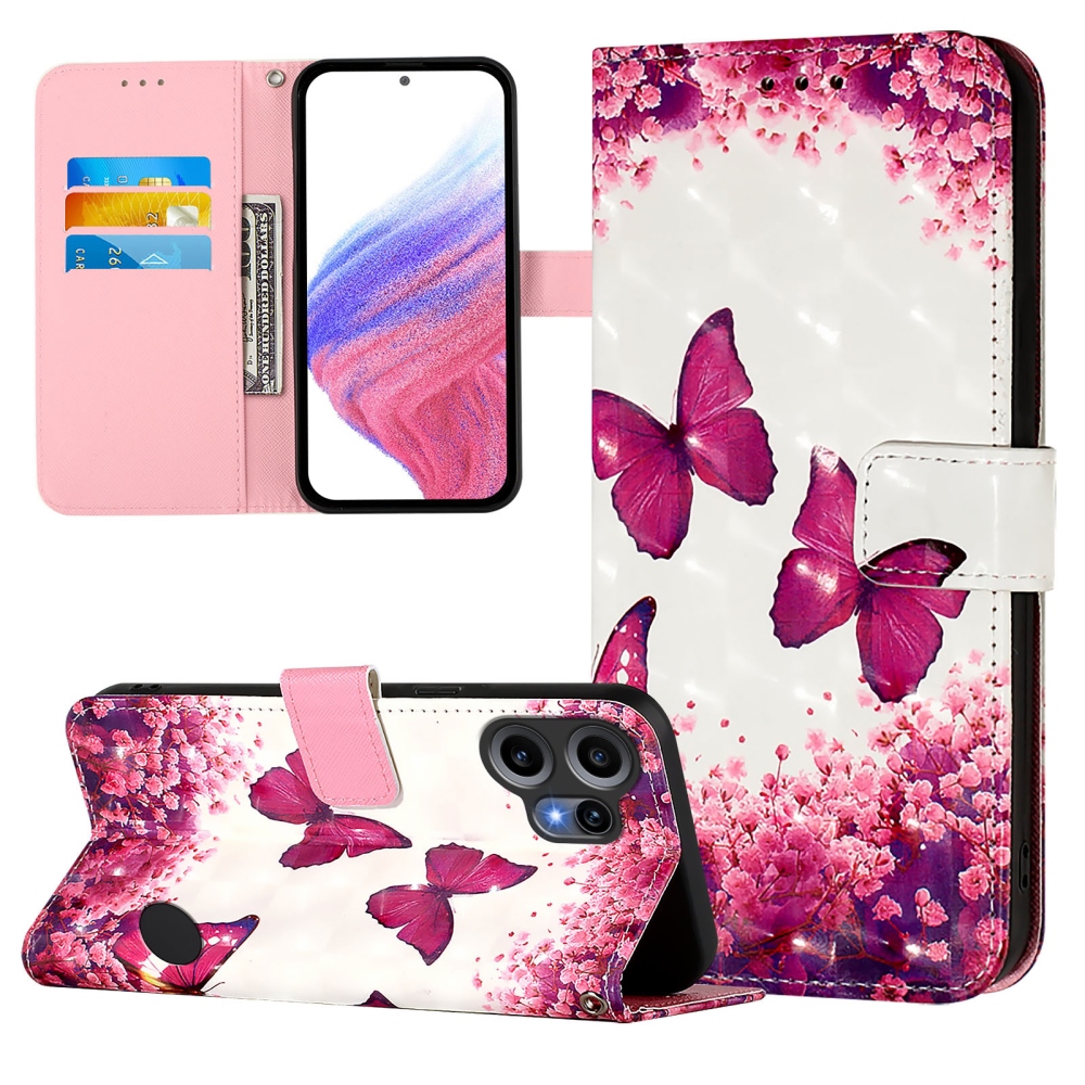 Patte knížkové pouzdro na Nothing CMF Phone 2 Pro - růžoví motýli