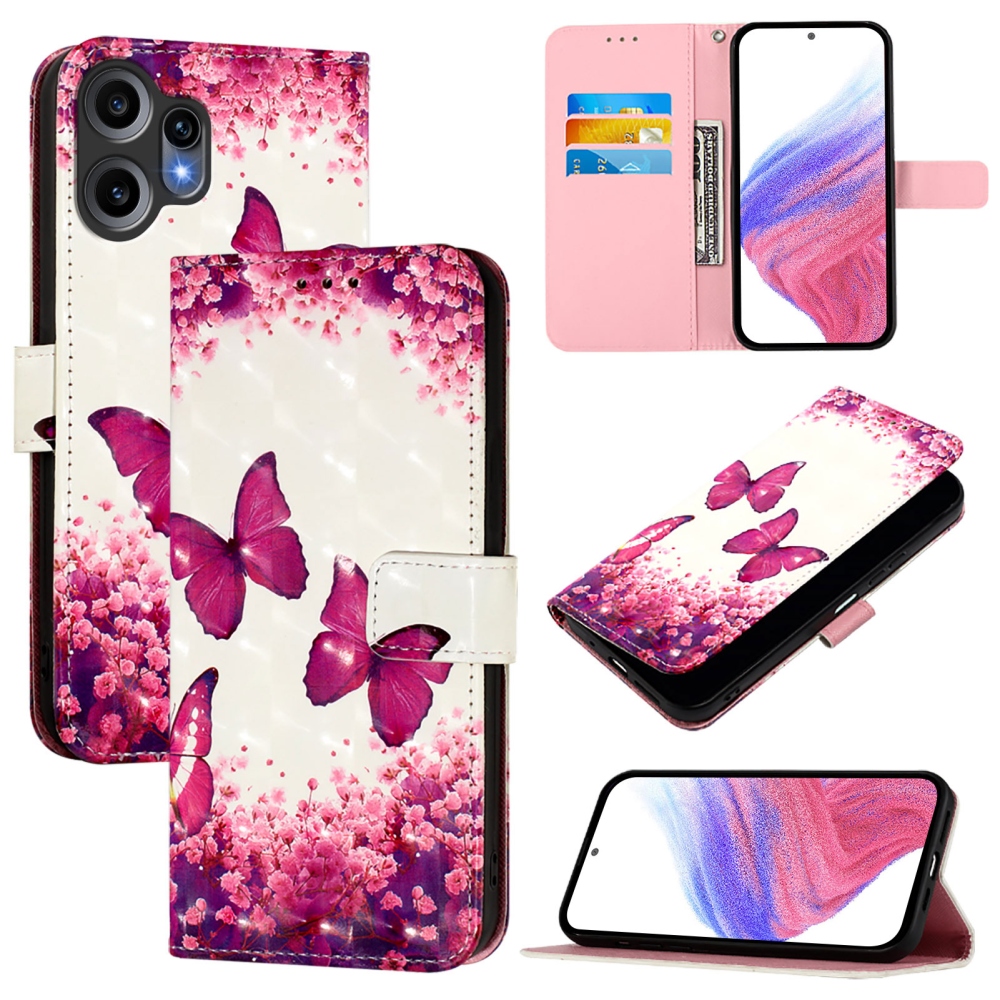 Patte knížkové pouzdro na Nothing CMF Phone 2 Pro - růžoví motýli