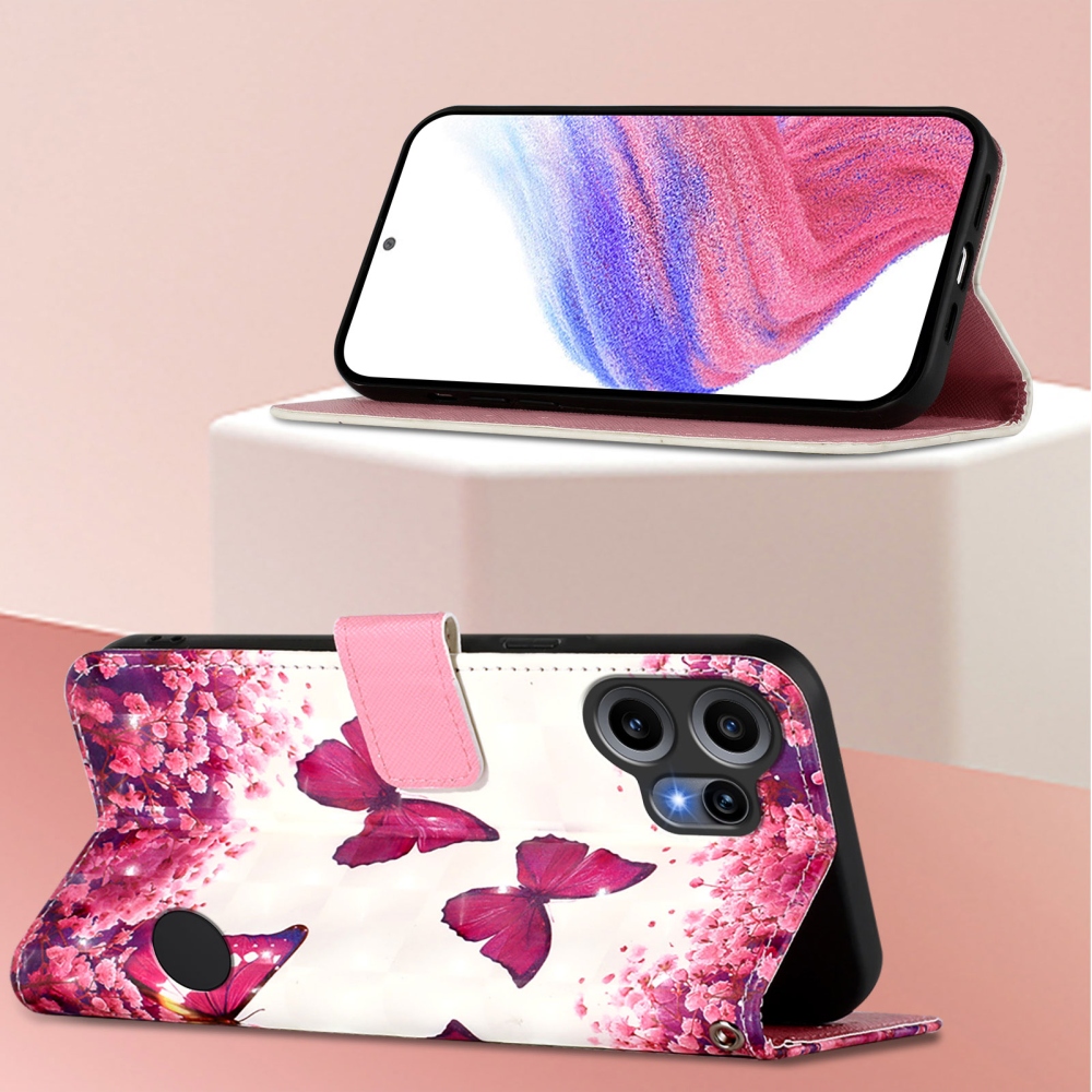 Patte knížkové pouzdro na Nothing CMF Phone 2 Pro - růžoví motýli
