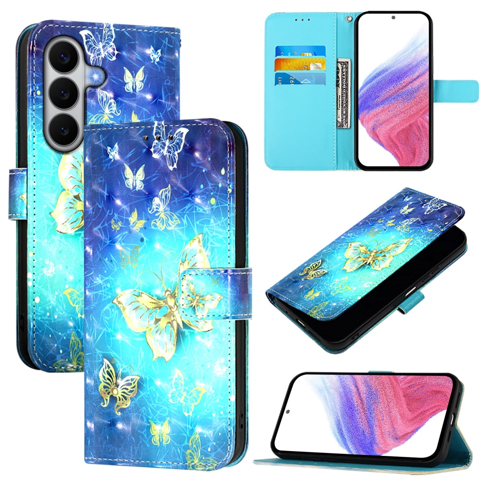 Patte knížkové pouzdro na Samsung Galaxy A27 - modrozlatí motýli