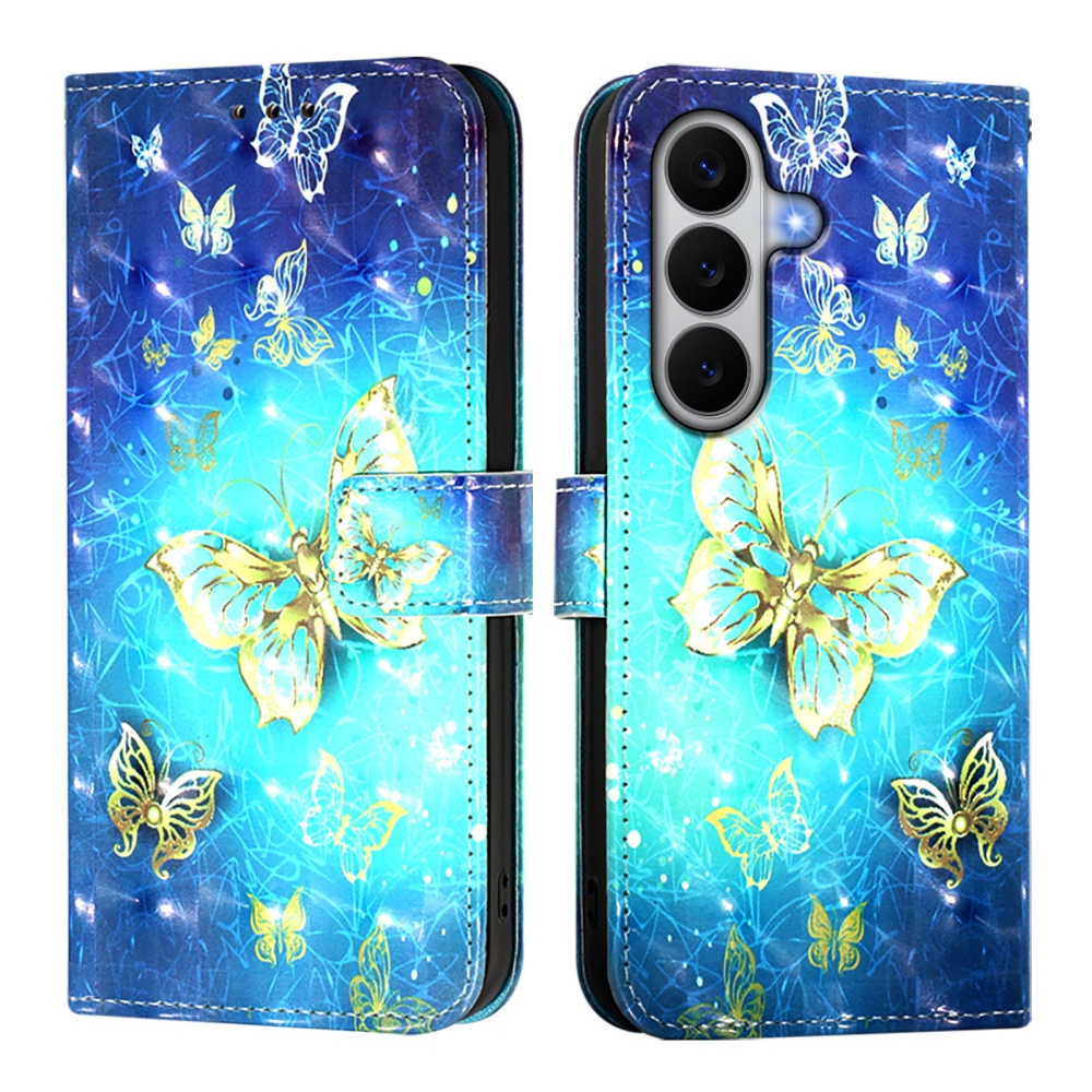 Patte knížkové pouzdro na Samsung Galaxy A27 - modrozlatí motýli