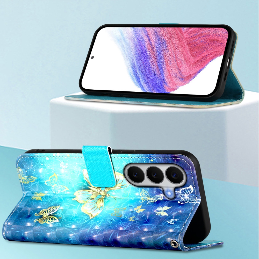 Patte knížkové pouzdro na Samsung Galaxy A27 - modrozlatí motýli