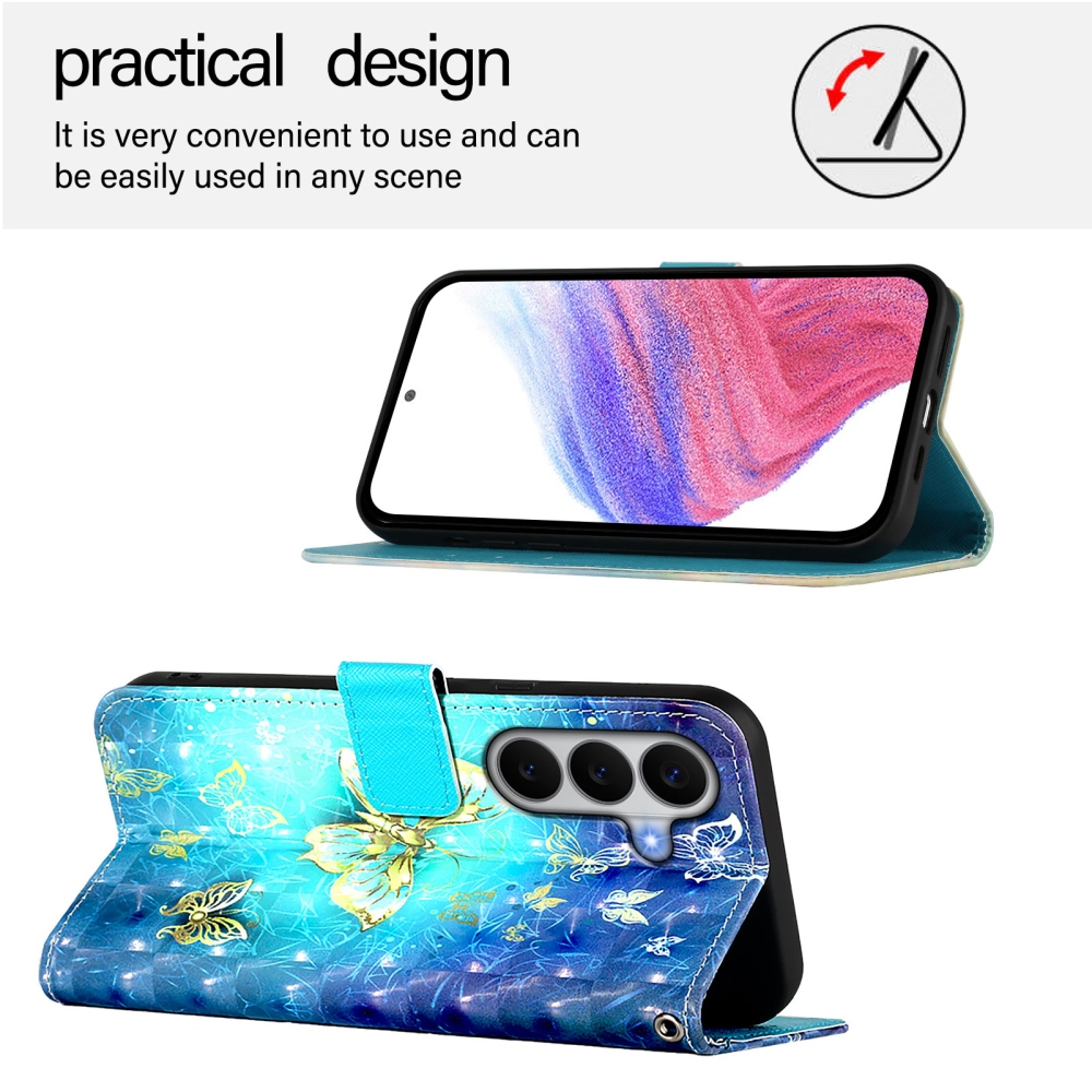 Patte knížkové pouzdro na Samsung Galaxy A27 - modrozlatí motýli