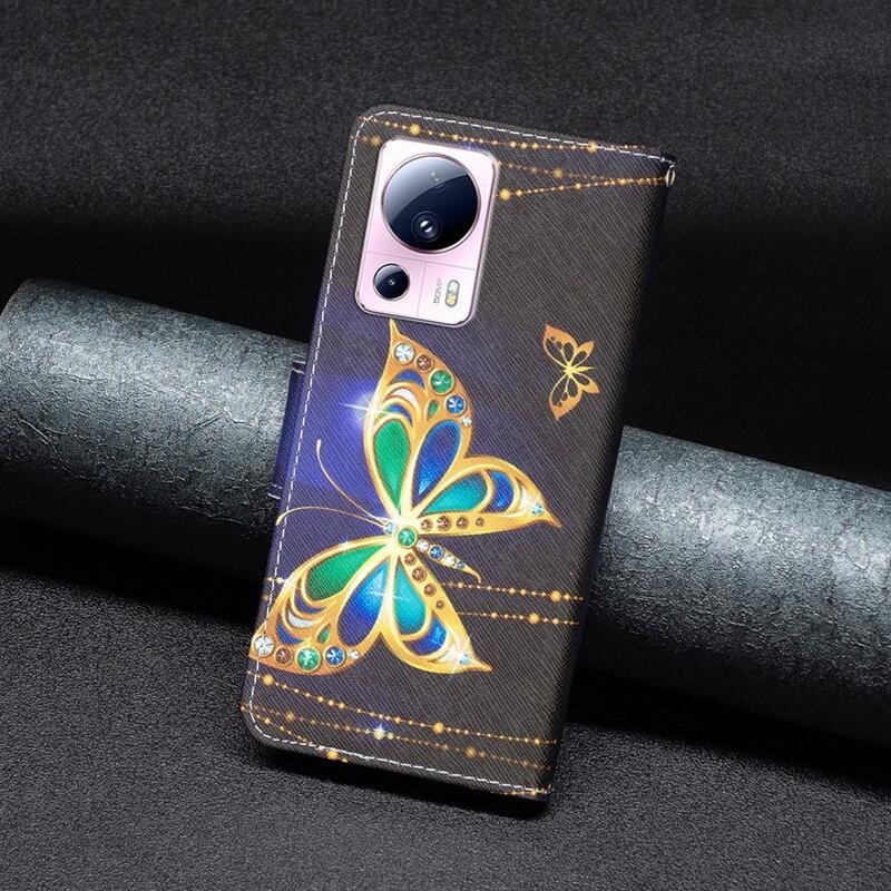 Patte knížkové pouzdro na Xiaomi 13 Lite - diamantoví motýli