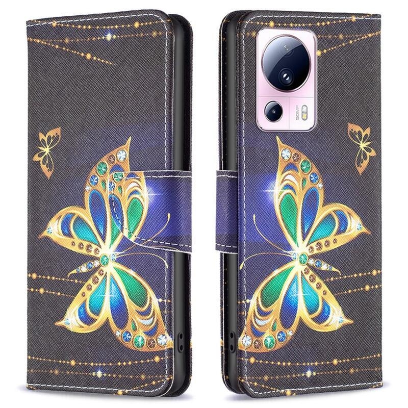 Patte knížkové pouzdro na Xiaomi 13 Lite - diamantoví motýli