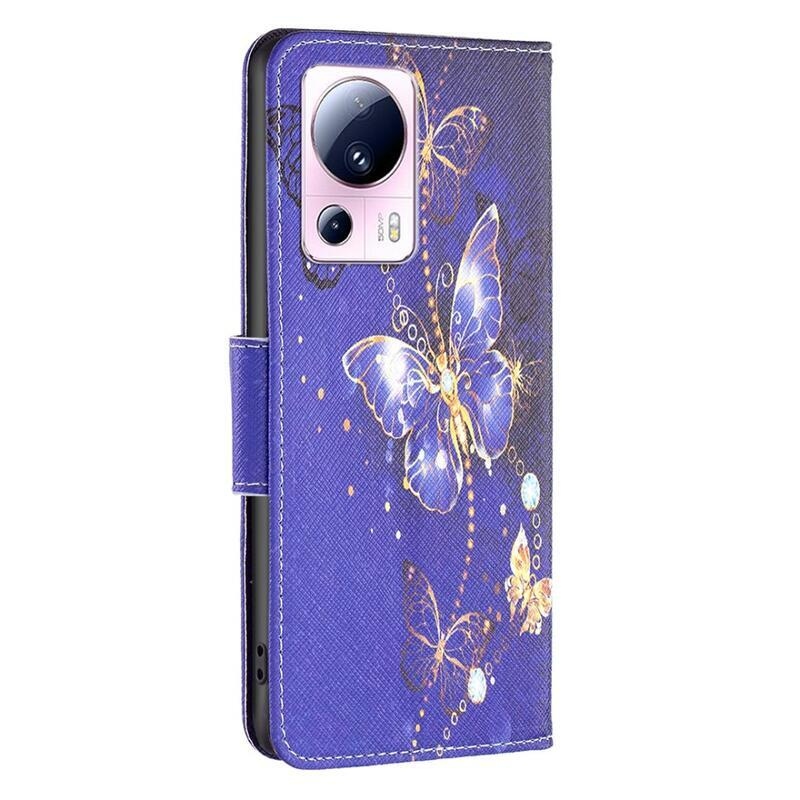 Patte knížkové pouzdro na Xiaomi 13 Lite - fialoví motýli