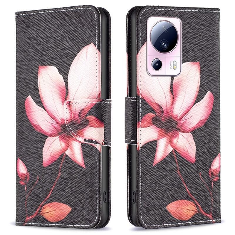 Patte knížkové pouzdro na Xiaomi 13 Lite - růžový květ