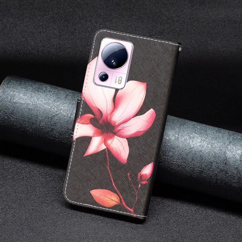 Patte knížkové pouzdro na Xiaomi 13 Lite - růžový květ
