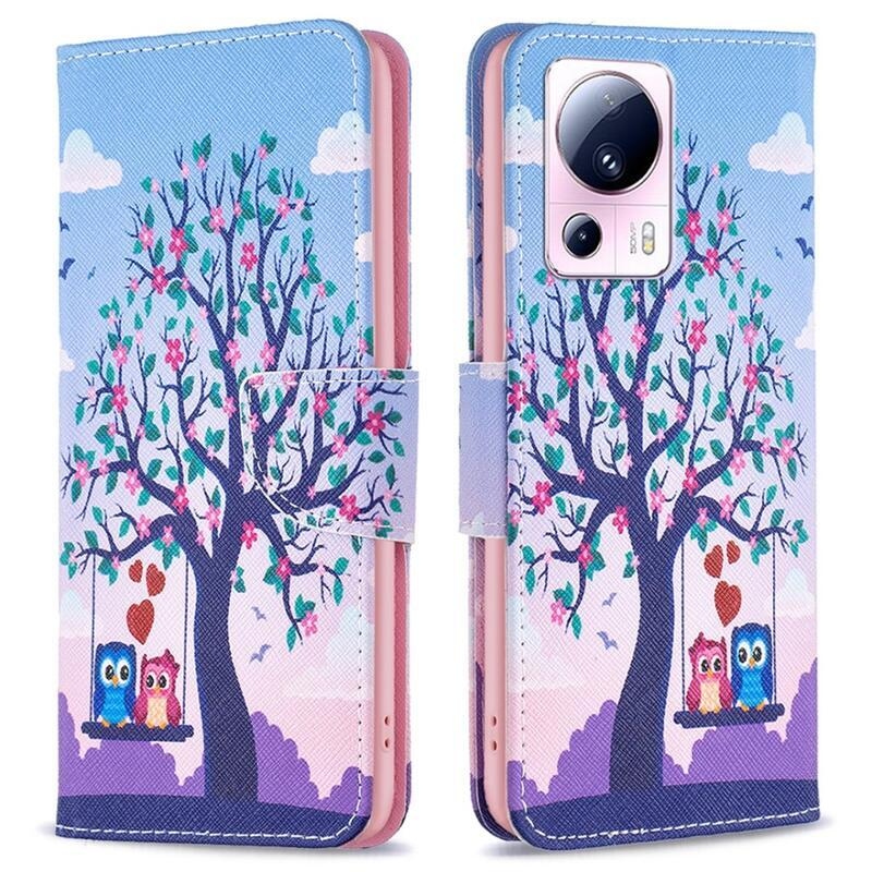 Patte knížkové pouzdro na Xiaomi 13 Lite - sovy na stromě