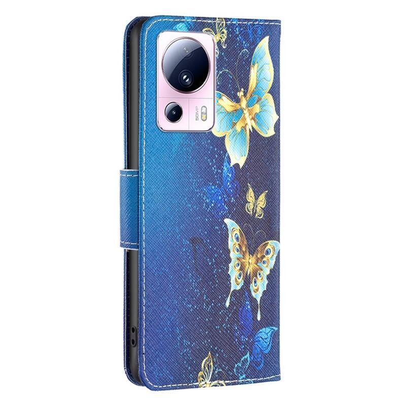 Patte knížkové pouzdro na Xiaomi 13 Lite - zelenozlatí motýli