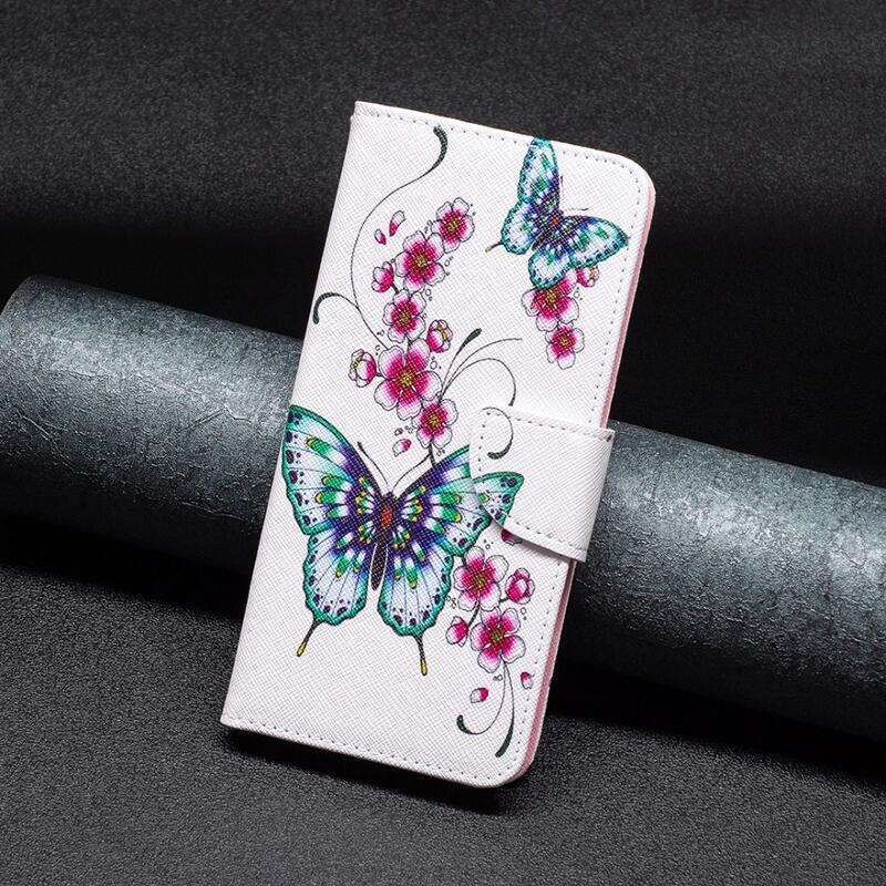 Patte knížkové pouzdro na Xiaomi 13 Lite - zelený motýl s květy