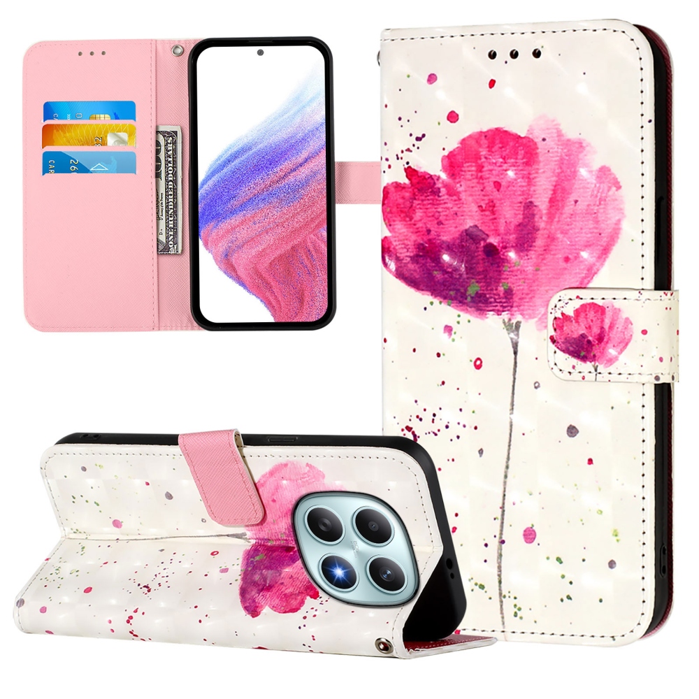 Patte knížkové pouzdro na Xiaomi Poco M8 5G/Redmi Note 15 5G/Note 15 4G - růžový květ