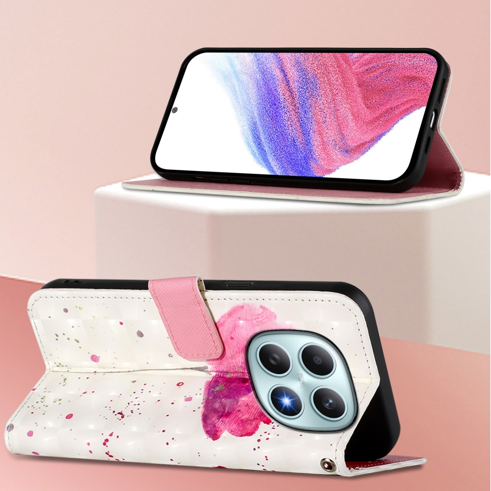 Patte knížkové pouzdro na Xiaomi Poco M8 5G/Redmi Note 15 5G/Note 15 4G - růžový květ