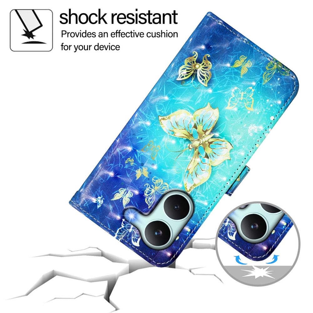 Patte knížkové pouzdro na Xiaomi Poco X8 Pro 5G - modrozlatí motýli