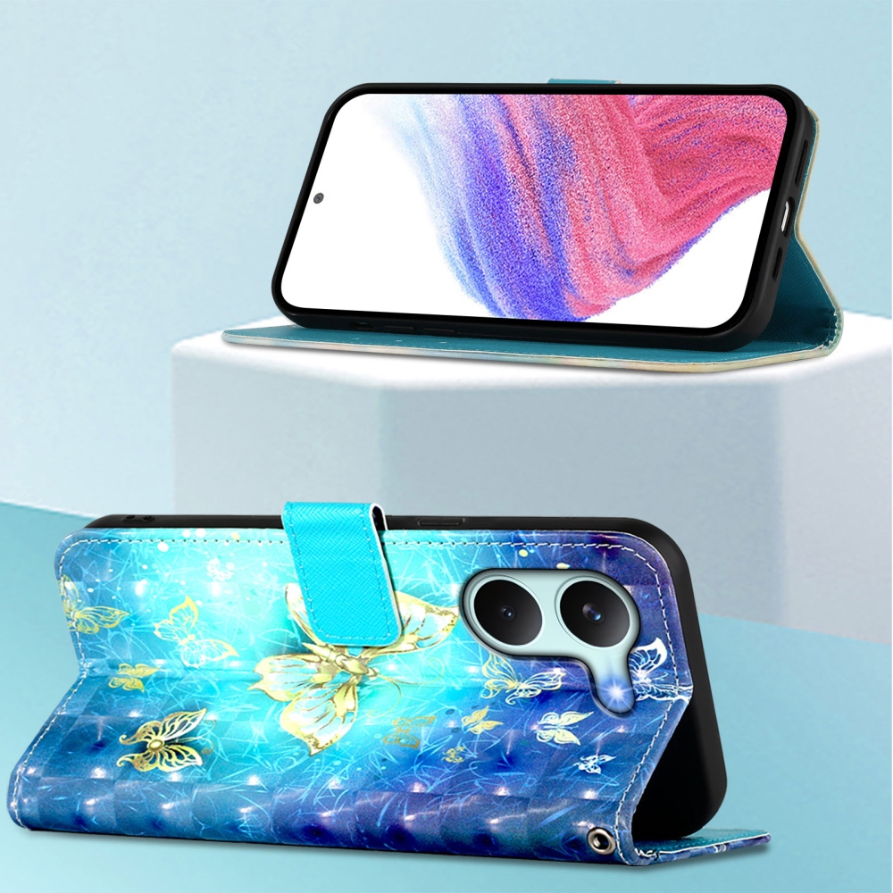 Patte knížkové pouzdro na Xiaomi Poco X8 Pro 5G - modrozlatí motýli