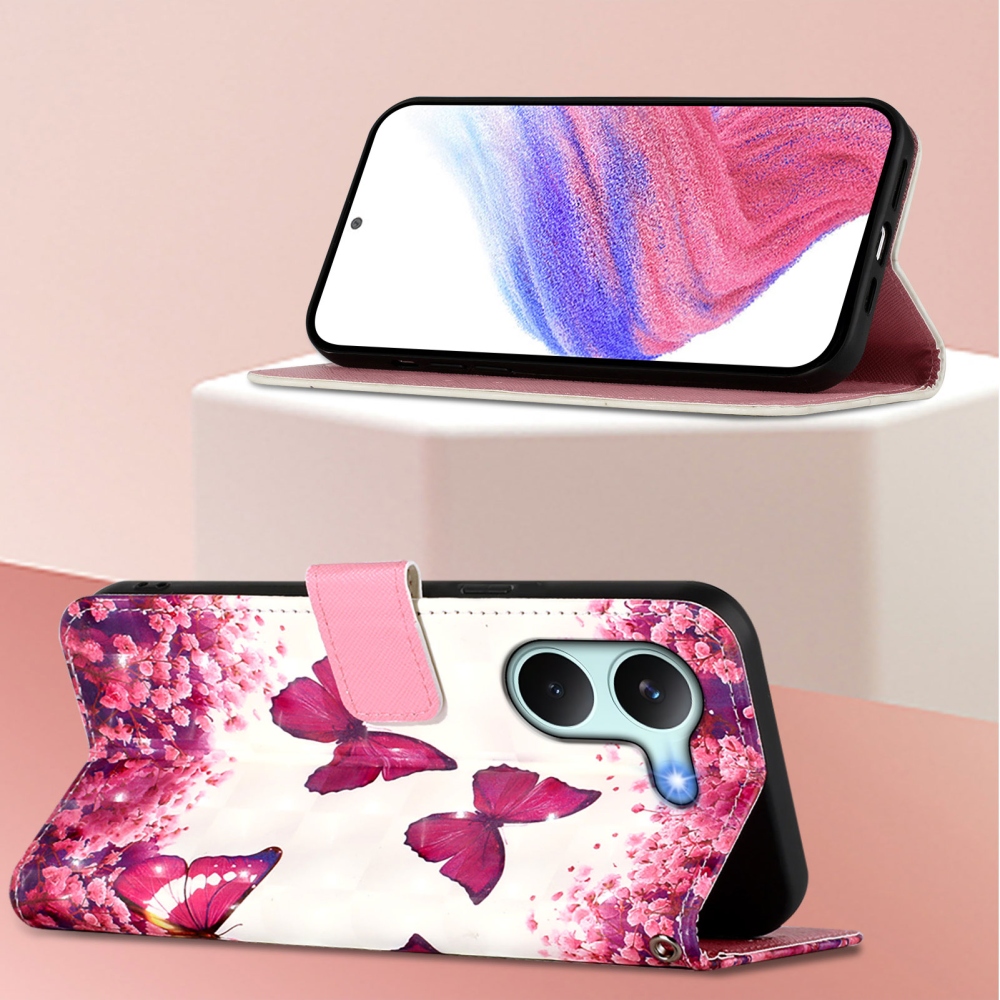 Patte knížkové pouzdro na Xiaomi Poco X8 Pro 5G - růžoví motýli