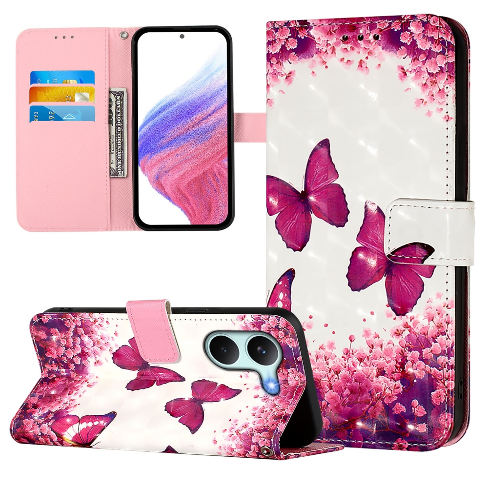 Patte knížkové pouzdro na Xiaomi Poco X8 Pro 5G - růžoví motýli