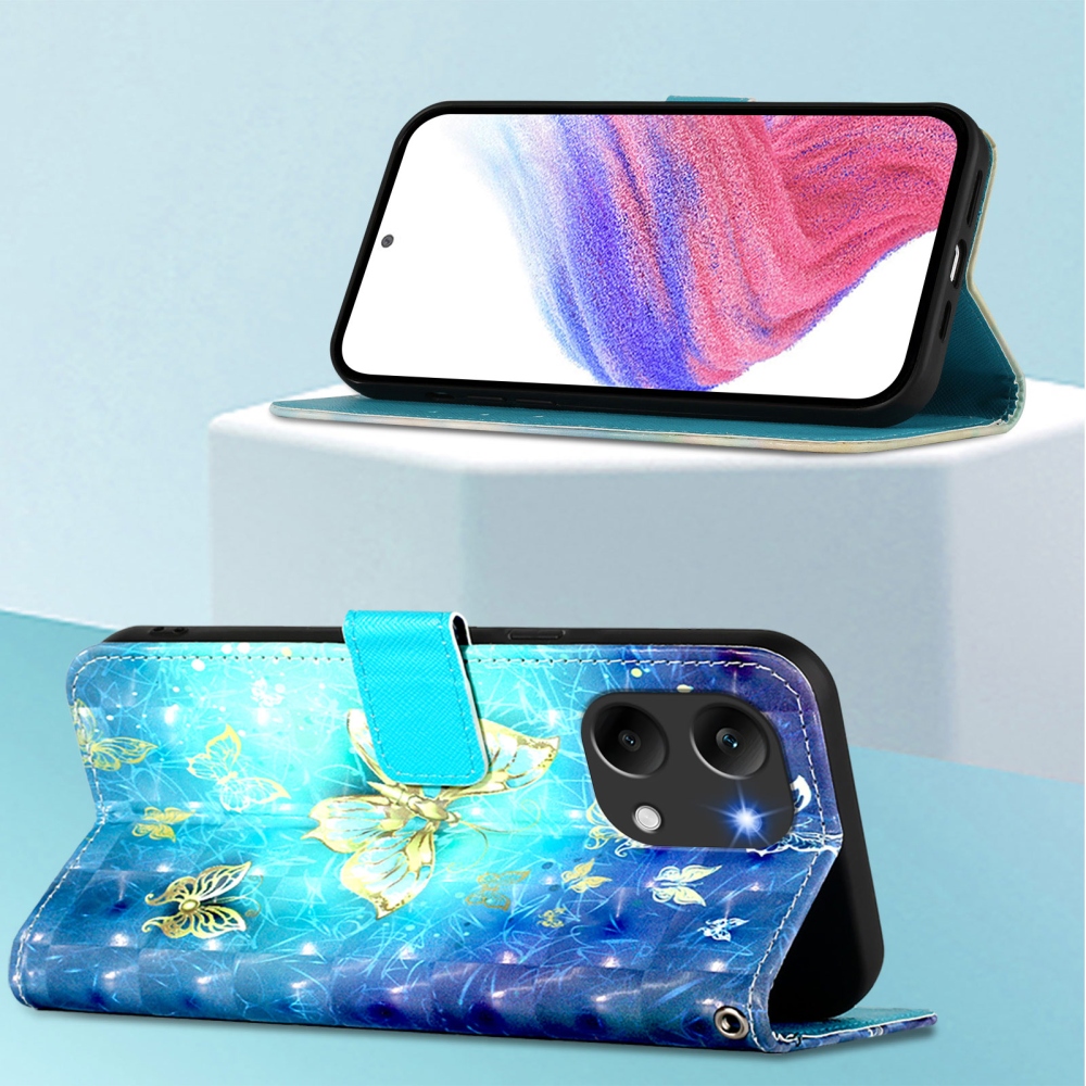 Patte knížkové pouzdro na Xiaomi Poco X8 Pro Max 5G - modrozlatí motýli