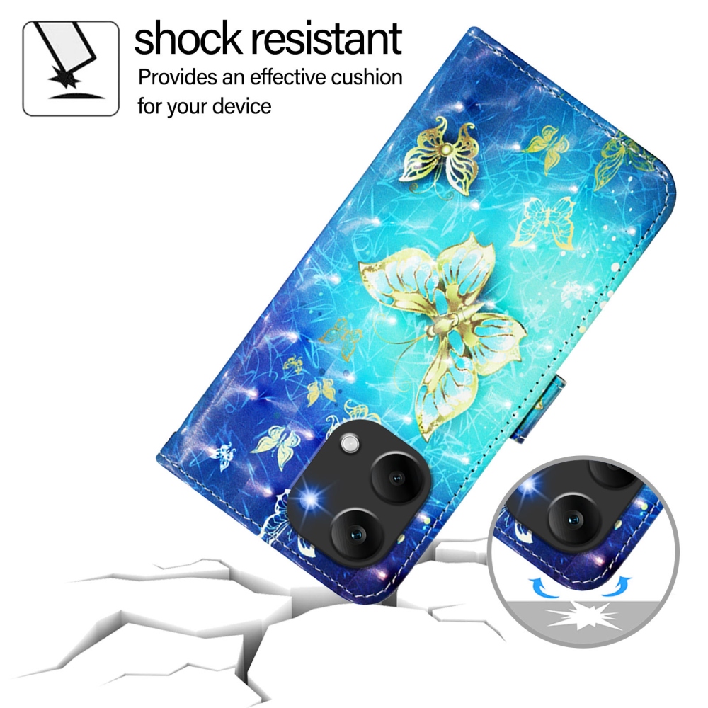 Patte knížkové pouzdro na Xiaomi Poco X8 Pro Max 5G - modrozlatí motýli