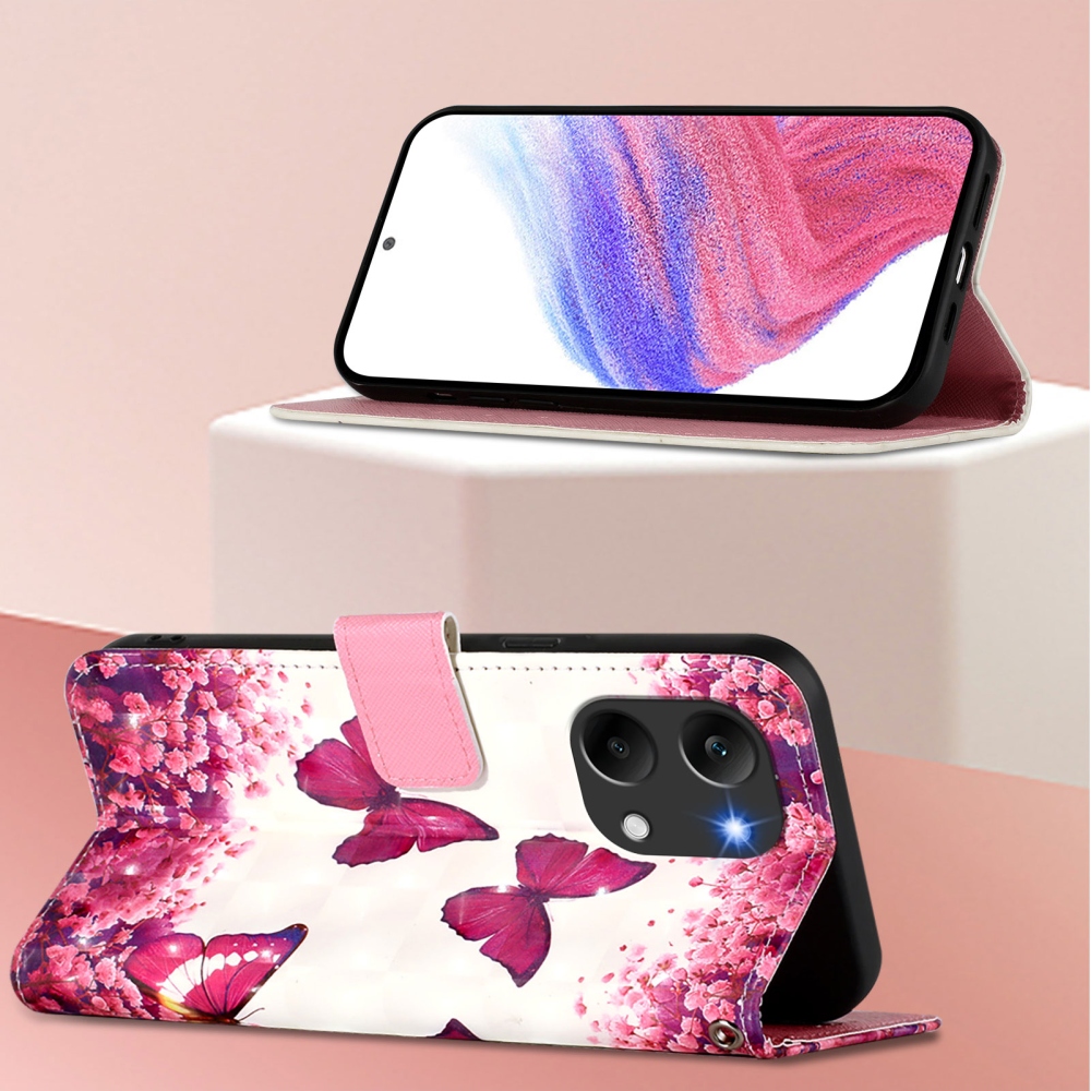 Patte knížkové pouzdro na Xiaomi Poco X8 Pro Max 5G - růžoví motýli