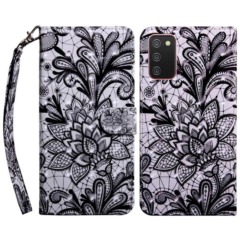 Patte peněženkové pouzdro na mobil Samsung Galaxy A03s (166.6 x 75.9 x 9.1mm) - krajkový květ