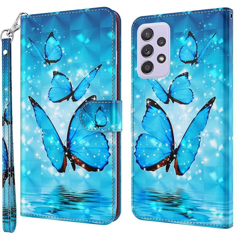 Print peněženkové pouzdro na mobil Samsung Galaxy A13 4G - modří motýli