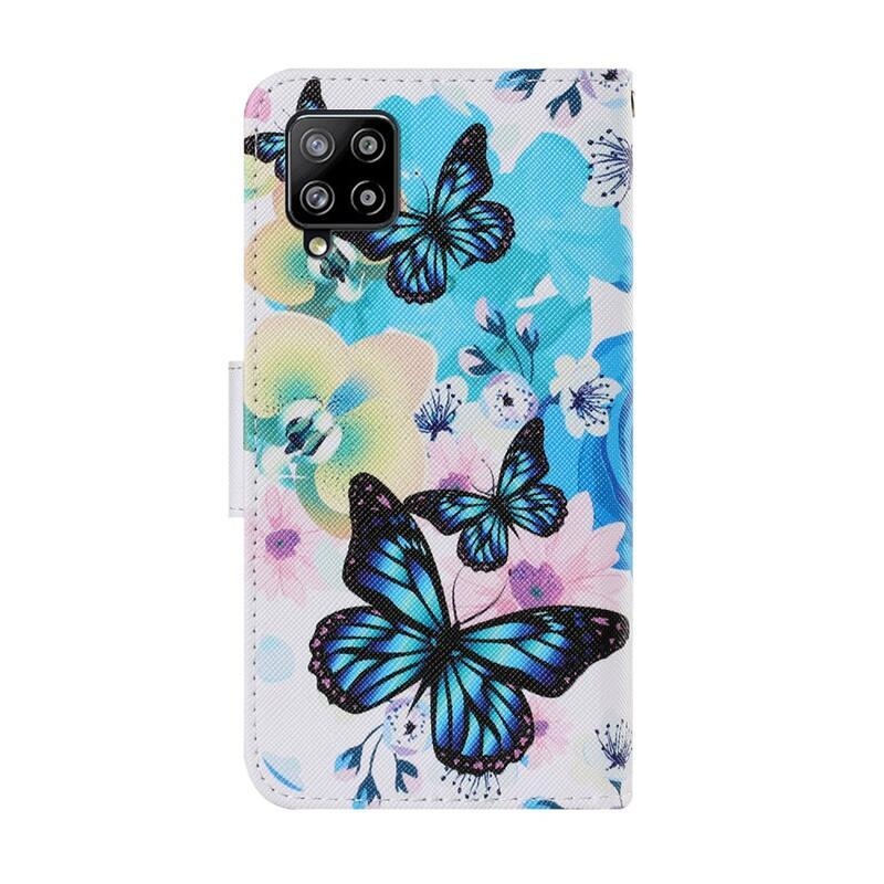 Patte peněženkové pouzdro na mobil Samsung Galaxy A22 4G - modří motýli