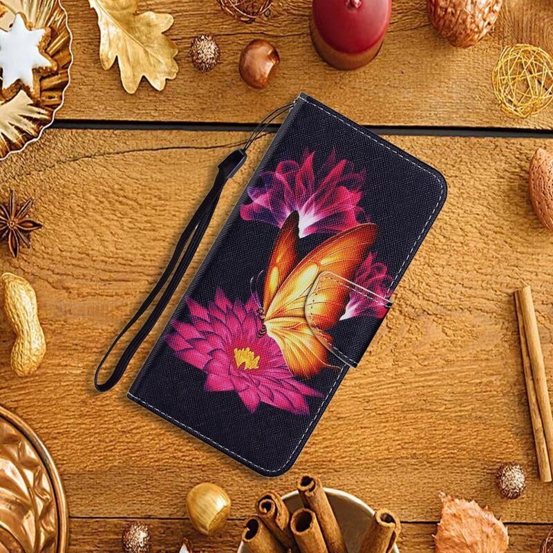 Patte peněženkové pouzdro na mobil Samsung Galaxy A22 4G - oranžový motýl