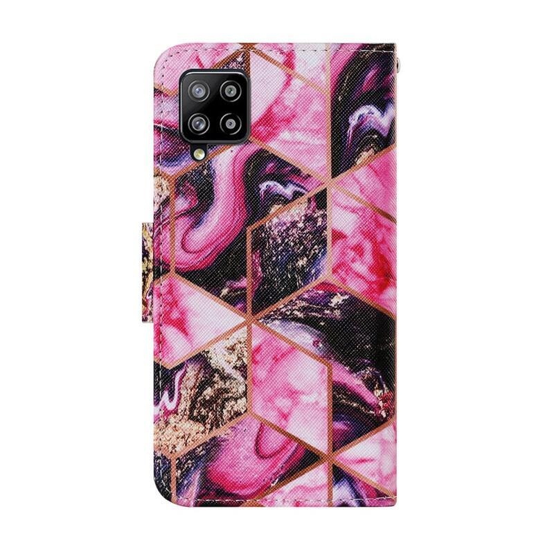 Patte peněženkové pouzdro na mobil Samsung Galaxy A22 4G - růžové geometrické tvary