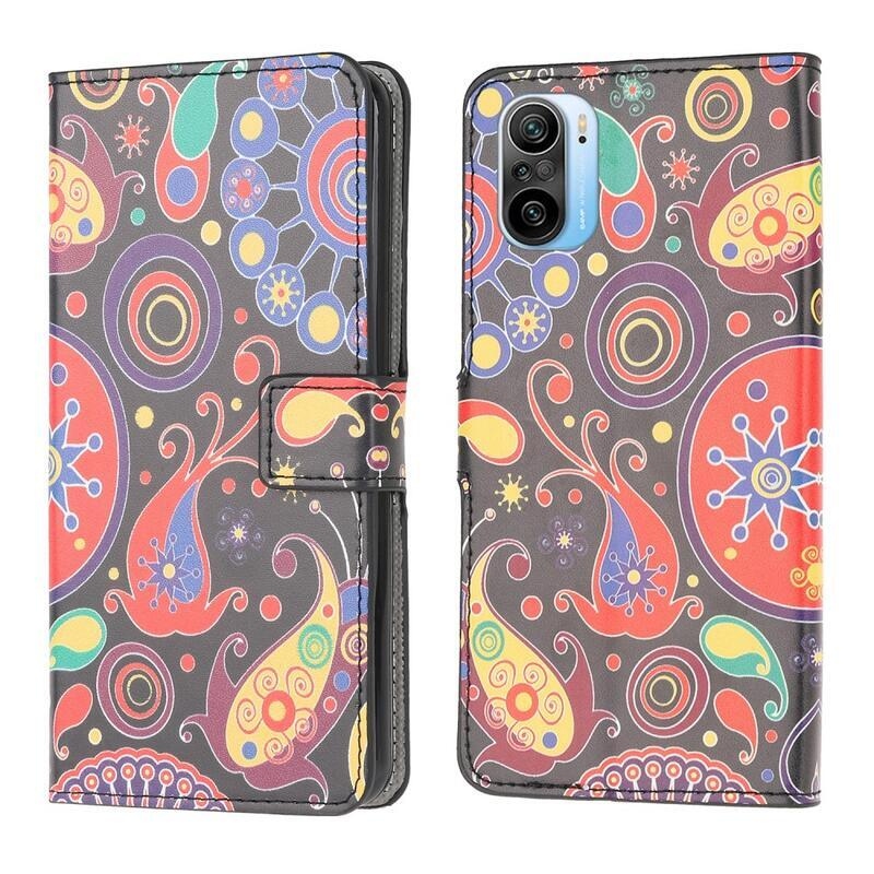 Patte peněženkové pouzdro na mobil Xiaomi Poco F3 - barevné obrazce