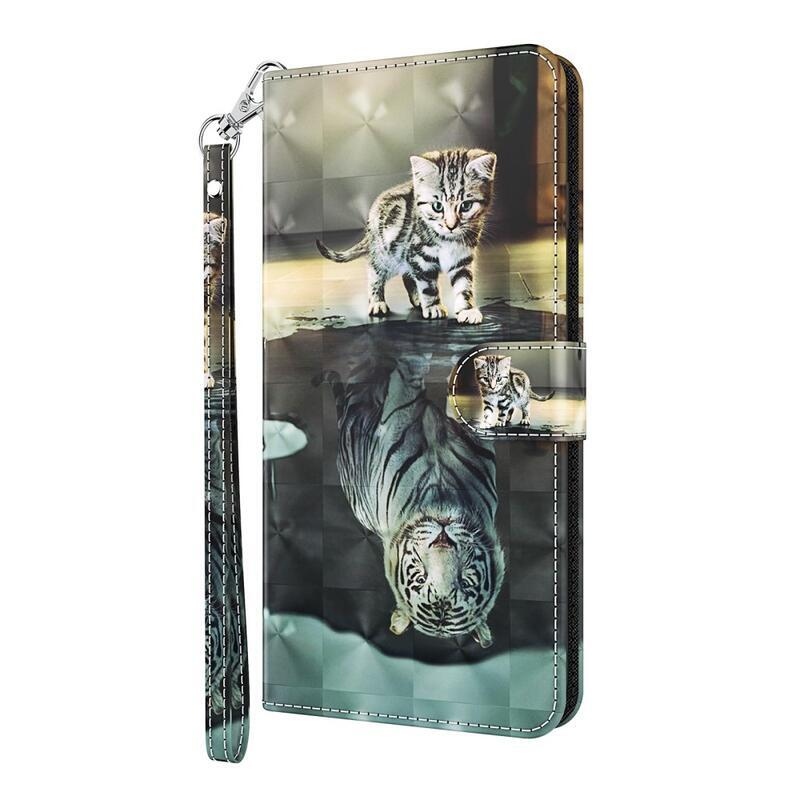 Print peněženkové pouzdro na mobil Xiaomi Poco M4 Pro 5G/Redmi Note 11S 5G - kočka a odraz tygra