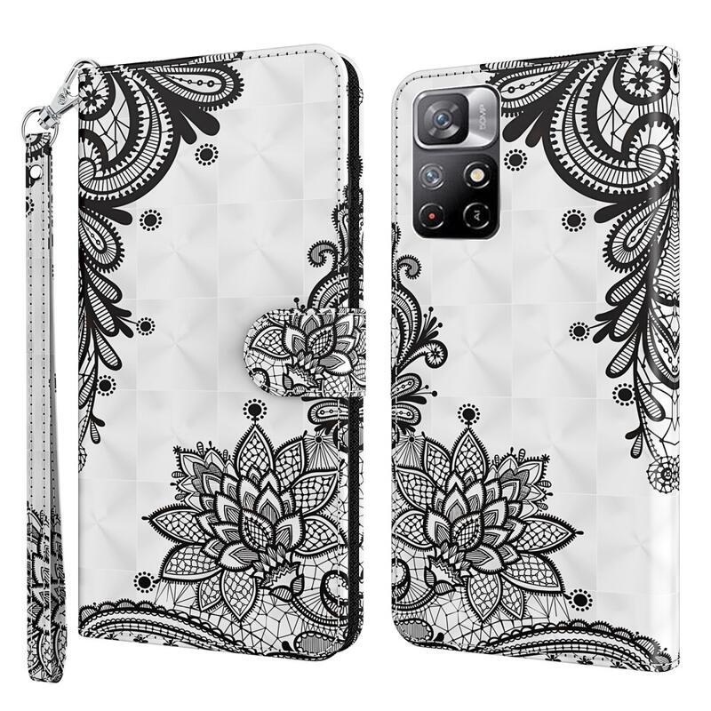 Print peněženkové pouzdro na mobil Xiaomi Poco M4 Pro 5G/Redmi Note 11S 5G - krajkový květ