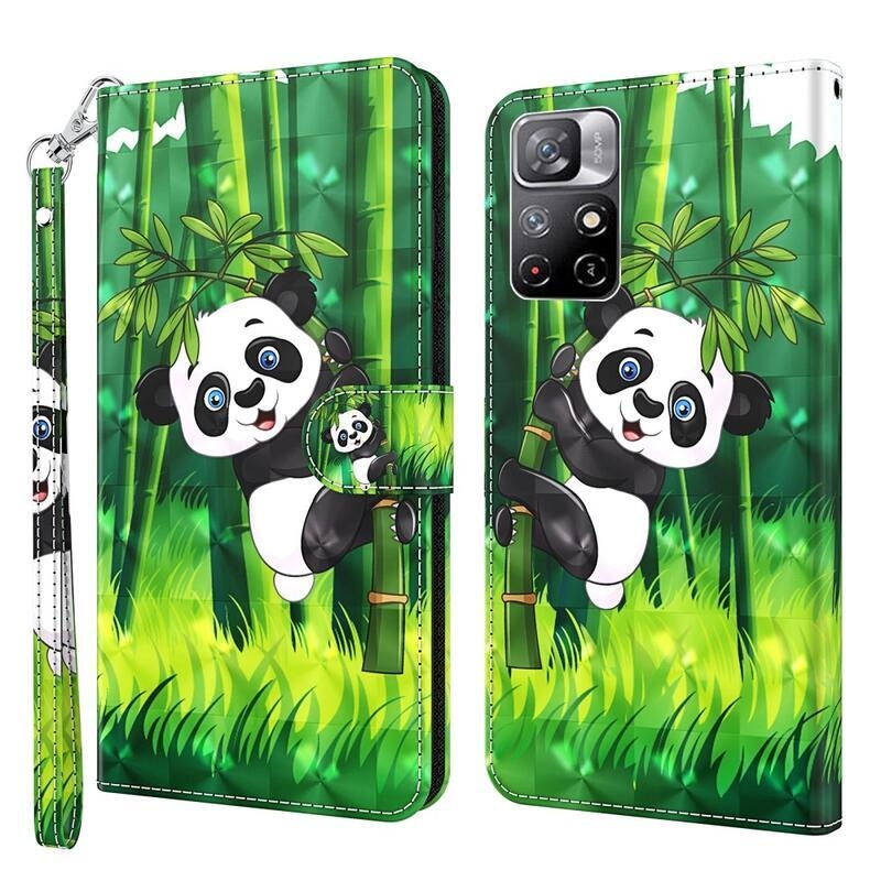 Print peněženkové pouzdro na mobil Xiaomi Poco M4 Pro 5G/Redmi Note 11S 5G - panda na bambusu
