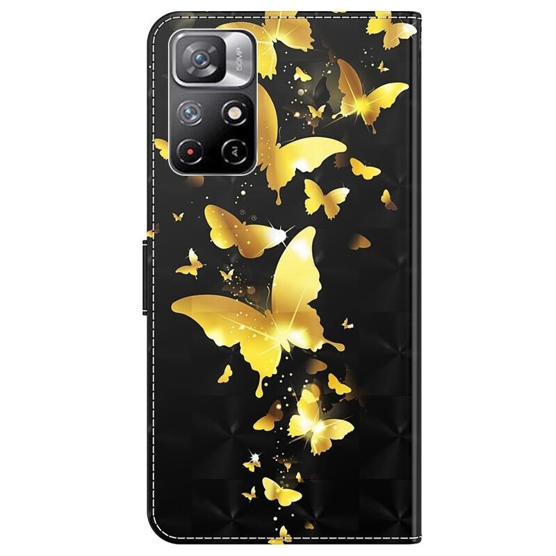 Print peněženkové pouzdro na mobil Xiaomi Poco M4 Pro 5G/Redmi Note 11S 5G - zlatí motýli