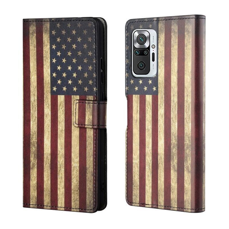 Patte peněženkové pouzdro na mobil Xiaomi Redmi Note 10 Pro - vlajka US